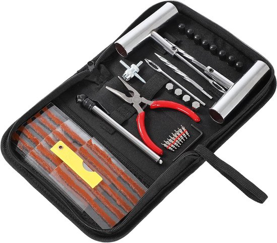 Bandenreparatieset - Bandgereedschap - Noodreparatie banden - 46-delige set - Universeel - Zwart