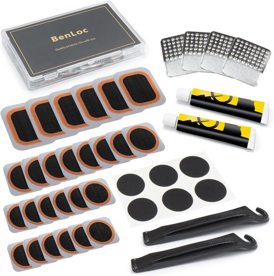 Bandenreparatieset - Fiets Patch Kit - Noodreparatie Onderweg - 37 Vulkaniserende Patches - Draagbare Doos - Zwart