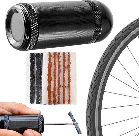 Bandenreparatieset - Fietsreparatie Kit - Onderweg Repareren - Compact Ontwerp - 2.8 x 7 cm - Zwart