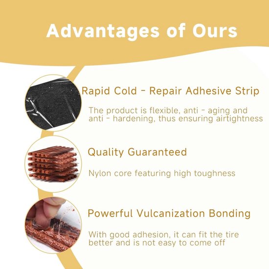 Bandenreparatieset - Lekbescherming - Banden Snel Repareren - Universeel Toepasbaar - 100mm Lengte - Zwart van Merkloos