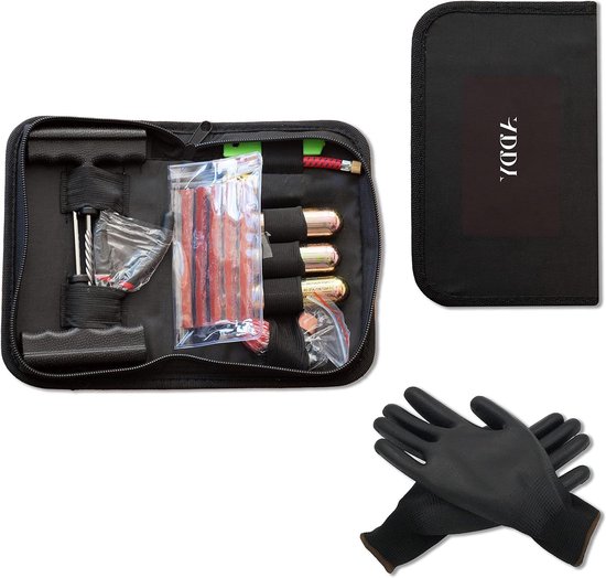 Bandenreparatieset - Lekke band kit - Onderweg repareren - Compleet met 15 gereedschappen - 19.7 x 12.5 x 6.2 cm