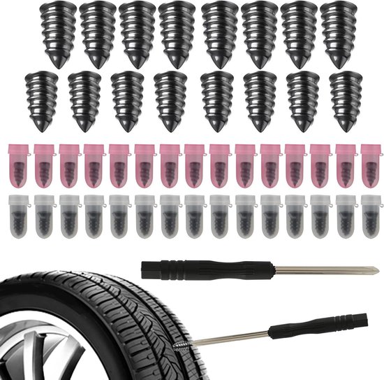 Bandenreparatieset - Lekke band reparatie - Noodreparatie onderweg - Universele toepassing - 30-delig - Zwart