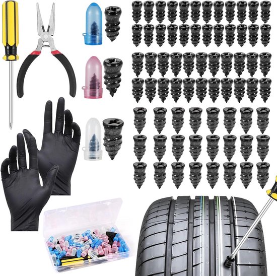 Bandenreparatieset - Lekke band reparatie - Zelf banden plakken - Flexibel en hittebestendig - 75 stuks - Zwart
