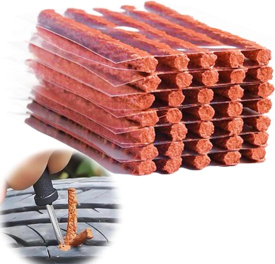 Bandenreparatieset - Lekke banden - Onderweg repareren - 35 reparatiestrips - 100 mm x 6 mm - Zwart