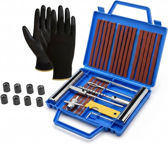Bandenreparatieset - Lekke Banden Reparatie - Snel Banden Herstellen - 37 Delige Set - Kunststof Doos - Niet Van Toepassing