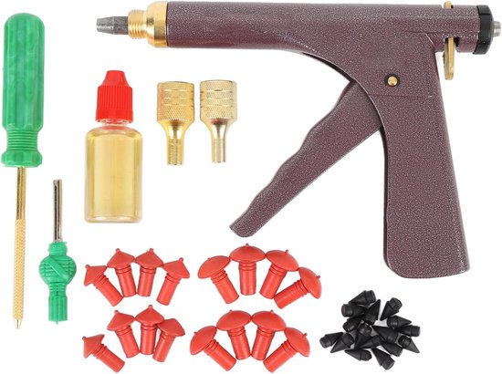 Bandenreparatieset - Lekke Banden Tool - Snelle Banden Fix - 32-delige Stekkerset - 33 x 20 x 5 cm - Zwart