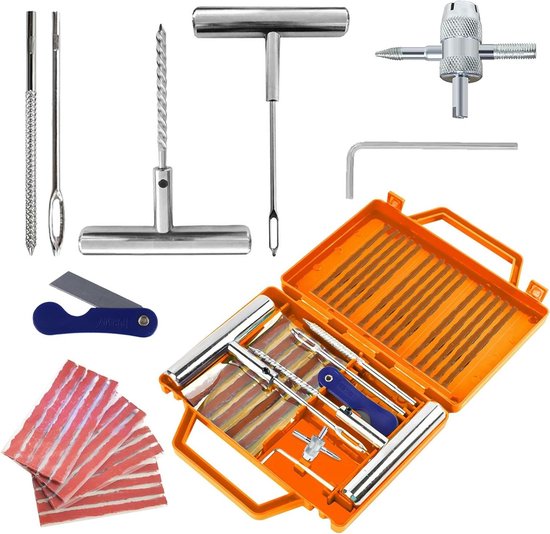 Bandenreparatieset - Lekvuller - Noodreparatie - Snel in 3 minuten - 27-delig van Merkloos