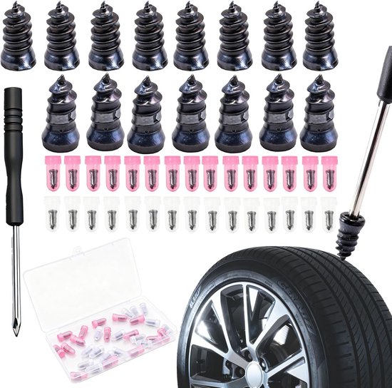Bandenreparatieset met Rubberen Spijkers voor Auto, Motor en Vrachtwagen - Snelle Noodreparatie van Merkloos