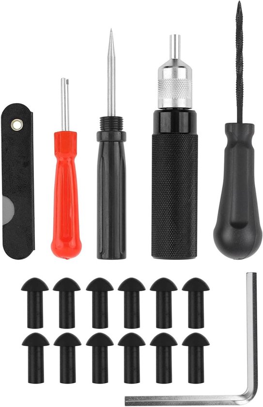 Bandenreparatieset - Motorbanden set - Snel banden repareren - Geen wiel demontage - 7 stuks - Zwart van Merkloos