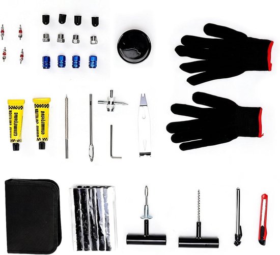 Bandenreparatieset - Noodreparatieset Auto - Band lek repareren - Universeel voor tubeless banden - 21 x 15 x 5 cm