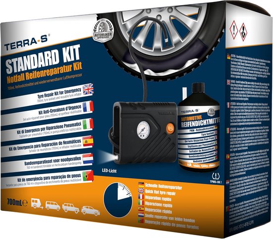 Bandenreparatieset - Noodset banden - Snel banden repareren - Repareert zonder band te demonteren - Tot 6 mm lek - Meerkleurig