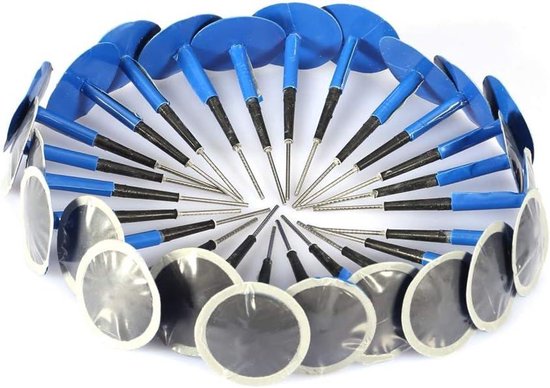 Bandenreparatieset Paddestoel - Band Plakset - Band Herstellen - Universeel Toepasbaar - 24 Stuks 60mm - Blauw