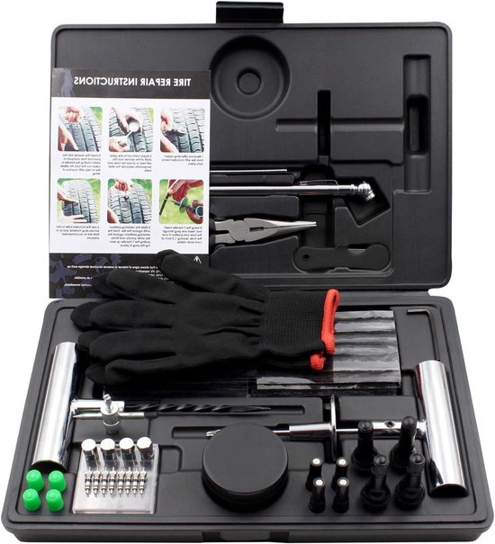Bandenreparatieset - Patchkit - Lekke Banden Repareren - Professioneel Ontwerp - 87 Stuks - Zwart