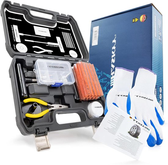 Bandenreparatieset - Pechkit Mobiel - Noodreparatie Onderweg - Compleet met T-grepen - 60 Delen - Zwart