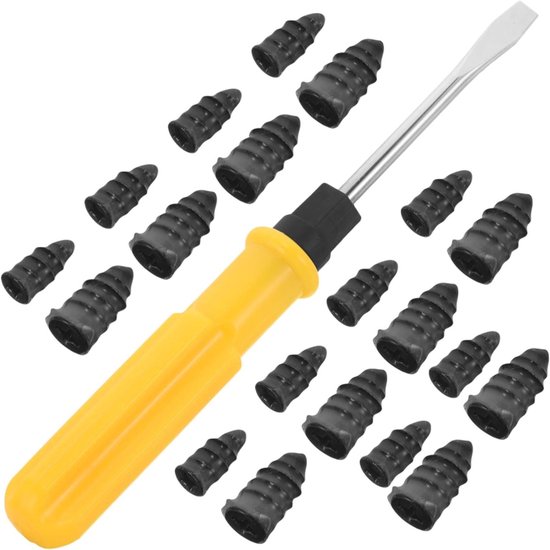 Bandenreparatieset - Rubber Schroef - Snelle Bandenreparatie - Inclusief Schroevendraaier - 1.27x0.68x0.68CM - Zwart