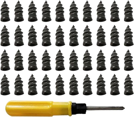 Bandenreparatieset - Rubberen spijkers - Lekke band repareren - Met afdichtmiddel - 40 stuks - Zwart