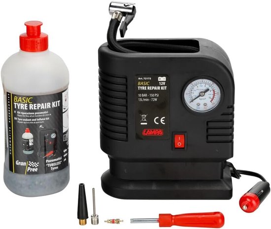 Bandenreparatieset - Tubeless Reparatie - Snel Banden Plakken - Repareert Gaten tot 6mm - 12V Compressor