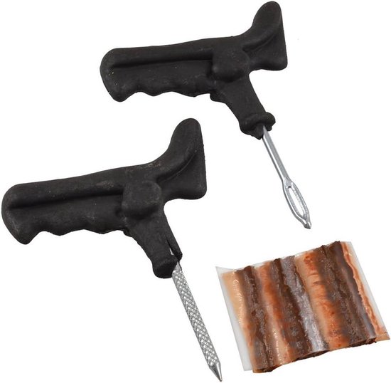 Bandenreparatieset - Tubeless Reparatiekit - Auto Banden Herstellen - 3-in-1 Gereedschap - 14 cm - Zwart