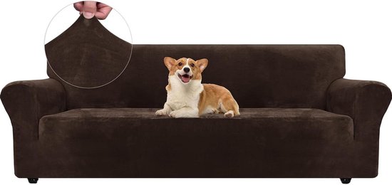 Bankhoes 4 Zits - Slofhoes Bank Bank Beschermhoes - Meubels Beschermen - Anti-slip Schuimankers - 4 Zits - Koffie