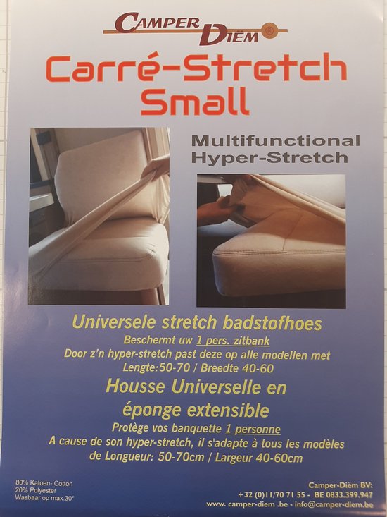 Bankhoes bescherming SMALL voor Camper / Mobilhome / Caravan Carré Stretch SMALL badstofhoes per stuk kleur Antraciet universeel model