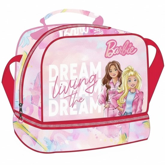 Barbie Paints lunchtas - Koeltas voor meisjes - Thermotas met schouderband - Lunchtasje voor kinderen - 4.5 L - Crossbody tas - Living The Dream - 20 x 15 x 21 cm - Roze van Merkloos