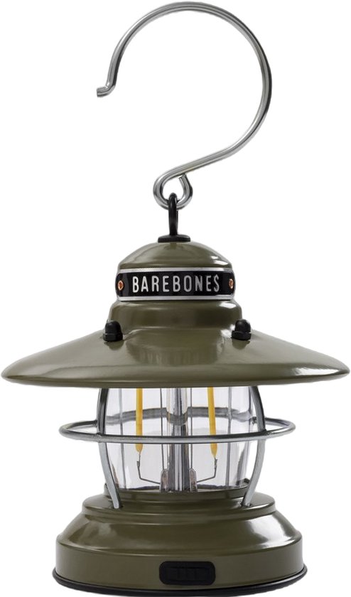 Barebones MINI EDISON LANTERN OLIVE - 2AA USB - Tafellampen elektrisch - Olive van Barebones