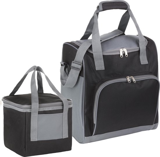 Basis Sterke Koeltas Set - 25 + 10 Liter - Lunchtas - Geïsoleerde koeltassen - Picknicktas - Coolerbag - Zwart van Merkloos