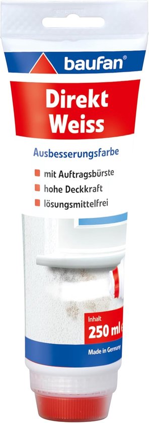 Baufan Direct Touch-Up Paint, Wit met Applicatiekwast, 250 ml