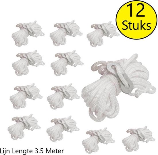 BDO Scheerlijn set met Klemmen 12 Stuks – 350cm | Tenttouwen | Scheerlijnen | Kamperen | Kampeerbenodigdheden | Kampeer Equipment | Festival | Outdoor | Camping Artikelen | Vakantie | Opzetten Tent