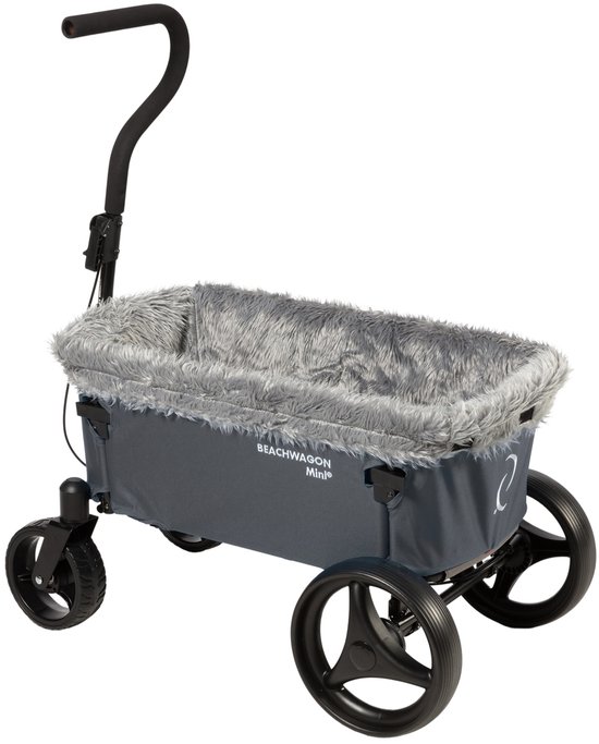 Beach Wagon Bolderkar Opvouwbaar MINI Combideal - 40KG - Donkergrijs - Compacte Bolderwagen met Zacht Kuipinzetstuk - Strandwagen - Handkar van Merkloos
