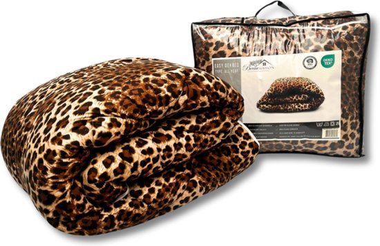 Beau Maison Bedrukt Dekbed - Dekbed Zonder Overtrek - Luipaard - 240 x 220 cm - Hoesloos - 2 in 1 dekbed - Wasbaar van Beau Maison