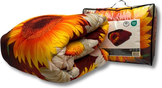 Beau Maison Bedrukt Dekbed - Dekbed Zonder Overtrek - Sunflower - 200 x 200 cm - Hoesloos - 2 in 1 dekbed - Wasbaar van Beau Maison