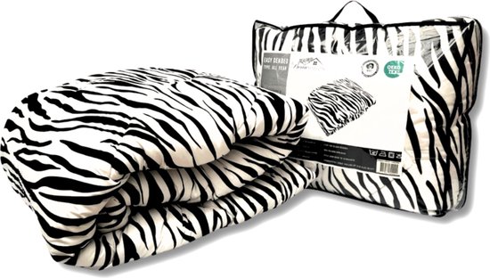 Beau Maison Bedrukt Dekbed - Dekbed Zonder Overtrek - Zebra - 140 x 200 cm - Hoesloos - 2 in 1 dekbed - Wasbaar van Beau Maison