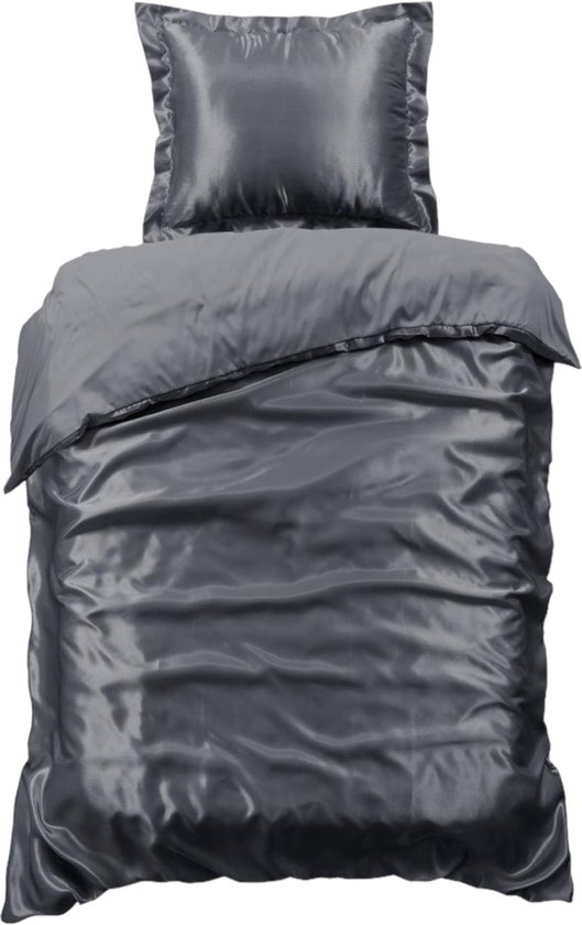 Beauty Silk Dekbedovertrek - 140x200/220 - Glans Satijn - Antraciet van Zensation