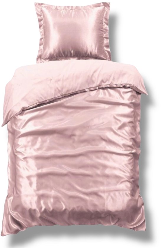 Beauty Silk Dekbedovertrek - 140x200/220 - Glans Satijn - Licht Roze van Beauty Silk