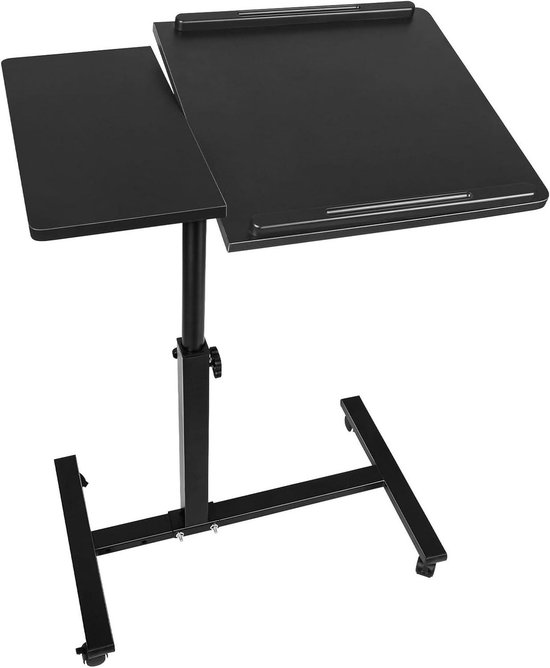 Bed Tafel - Zijtafel - Staand Werken - Inklapbaar & Roteerbaar - 65-95 cm Hoog - Zwart