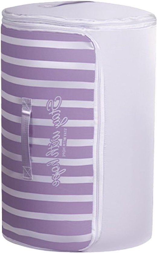Beddengoed Opbergtas - Cilindrische Organizer - Ruimte Besparen - Rollend Compressie Mechanisme - M 55x33cm - Paars