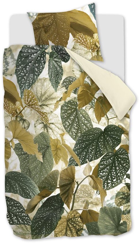 Beddinghouse Begonia dekbedovertrek - Eenpersoons - 140x200/220 - Olijfgroen van Beddinghouse