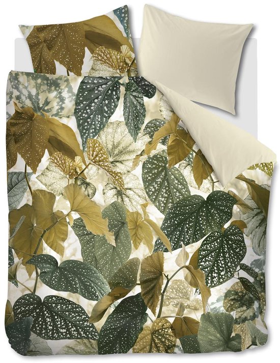 Beddinghouse Begonia dekbedovertrek - Lits-Jumeaux - 240x200/220 - Olijfgroen van Merkloos