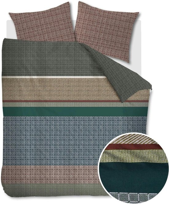 Beddinghouse Birger dekbedovertrek - Tweepersoons - 200x200/220 - Olijfgroen van Beddinghouse
