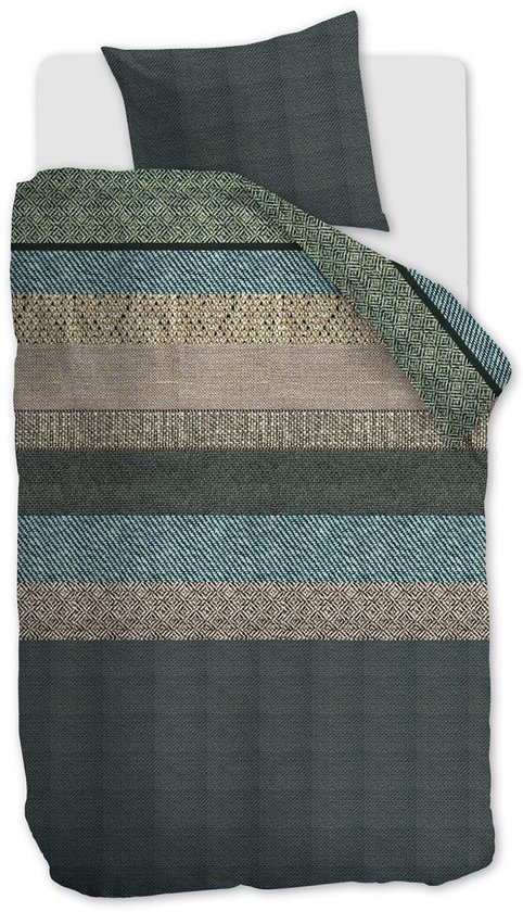 Beddinghouse Enzo dekbedovertrek - Eenpersoons - 140x200/220 cm - Groen van Beddinghouse