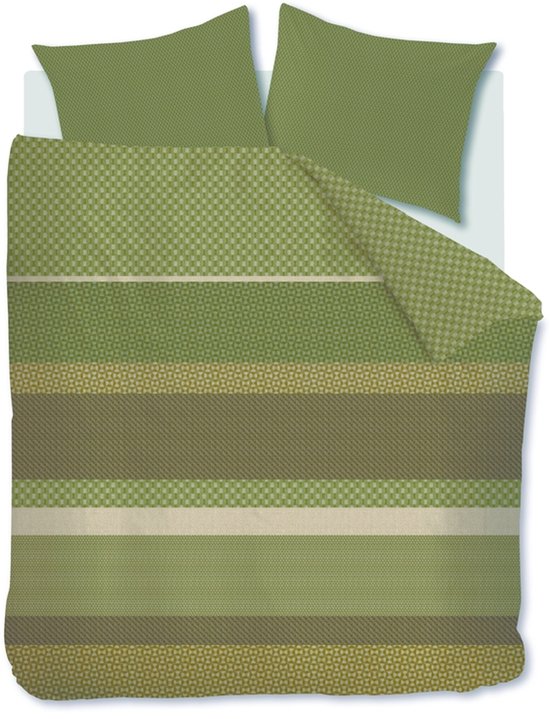 Beddinghouse Fera dekbedovertrek - Eenpersoons - 140 x 200/220 cm - Groen van Merkloos