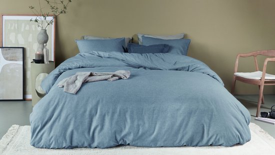 Beddinghouse frost dekbedovertrek - Eenpersoons - 140 x 200/220 cm - Blauwgrijs van Merkloos