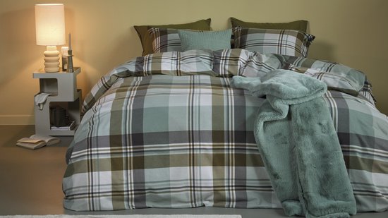 Beddinghouse Vernon dekbedovertrek - Eenpersoons - 140 x 200/220 cm - Groen van Merkloos