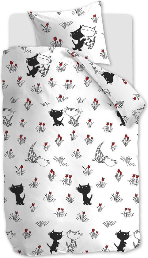 Beddinghouse x Fiep Amsterdam Pim en Pom Lente dekbedovertrek - Eenpersoons - 140x200/220 - Rood van Merkloos