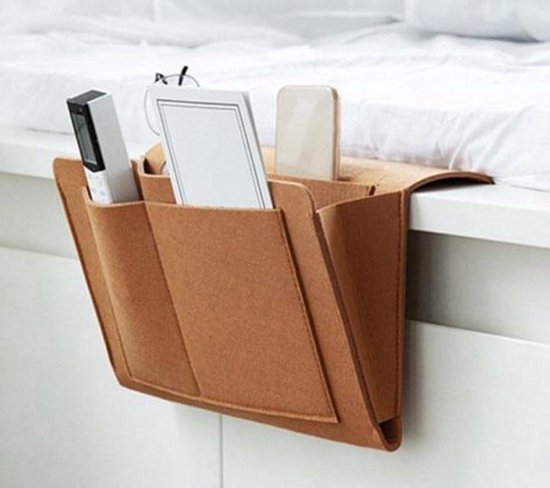 Bedside Pocket - Opbergzak Bank - Spullen Ordenen - Veel Ruime Vakken - 32 x 20 x 10 cm - Bruin