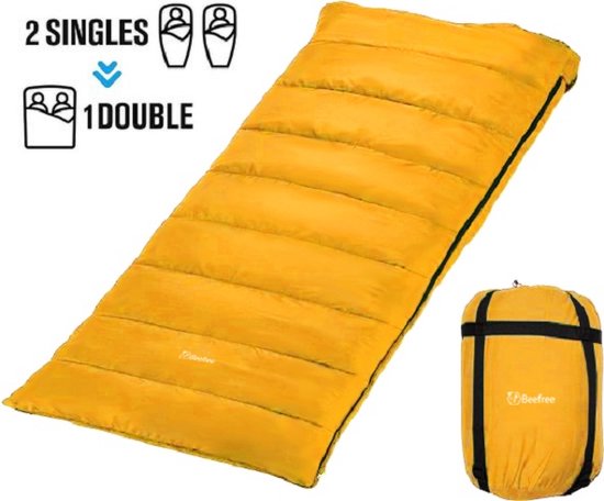 Beefree Slaapzak XL - Grote Katoenen 220 x 90cm - aanritsbaar - Geel