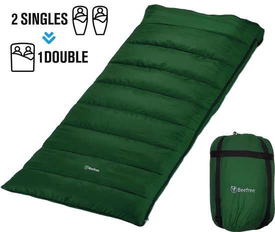 Beefree Slaapzak XL - Grote Katoenen 220 x 90cm - aanritsbaar - Groen van Merkloos