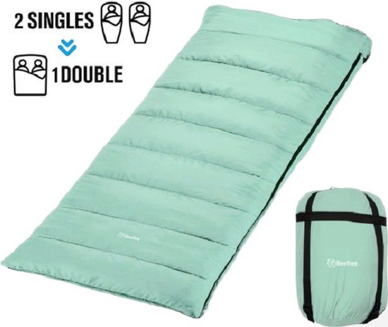 Beefree Slaapzak XL - Grote Katoenen 220 x 90cm - aanritsbaar - Tiffany Groen van Beefree