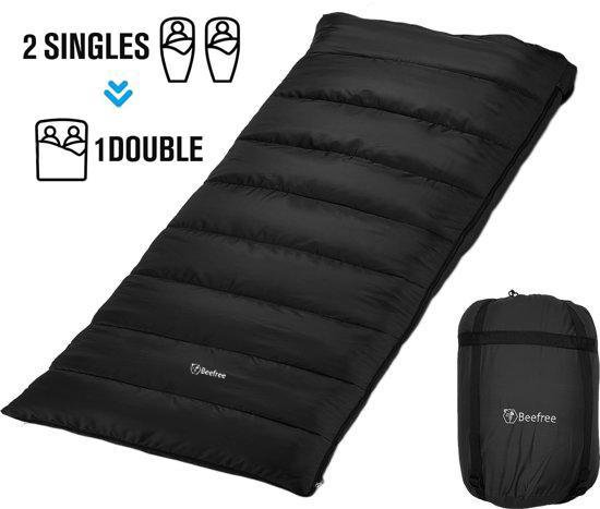 Beefree Slaapzak XL - Grote Katoenen 220 x 90cm - aanritsbaar - Zwart van Beefree